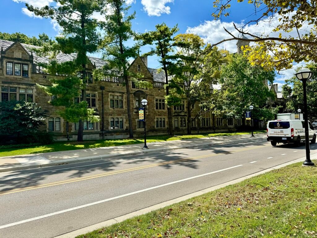 Law Quadrangle at the University of Michigan, for the guide to masters in USA cost for Indian students